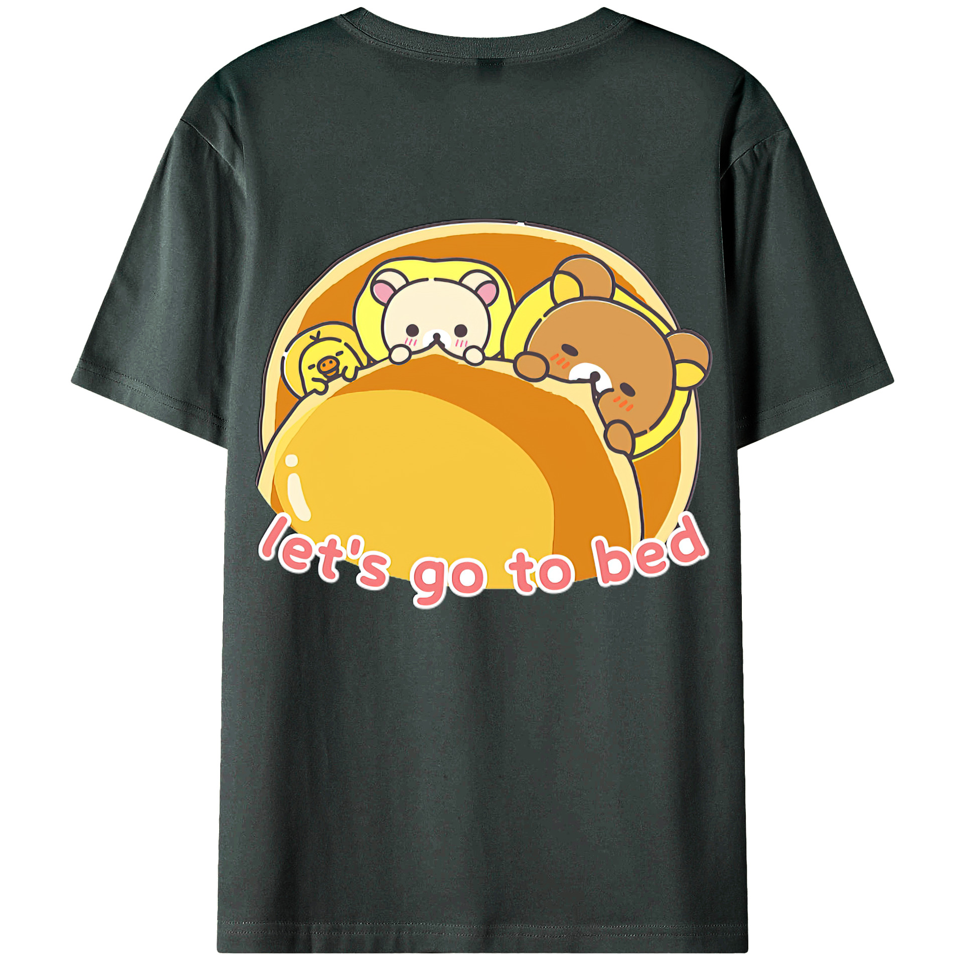 （画像用） リラックマ リラックマ キイロイトリ Rilakkuma Korilakkuma Kiiroitori 綿100％ メンズ半袖Tシャツ（バックプリント） 通気性